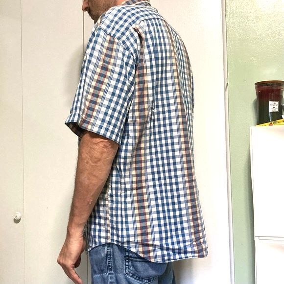 LEVIS Dockers Indigo Vintage 90s Button Up Shirt Mens Plaid Medium - Picture 4 of 12